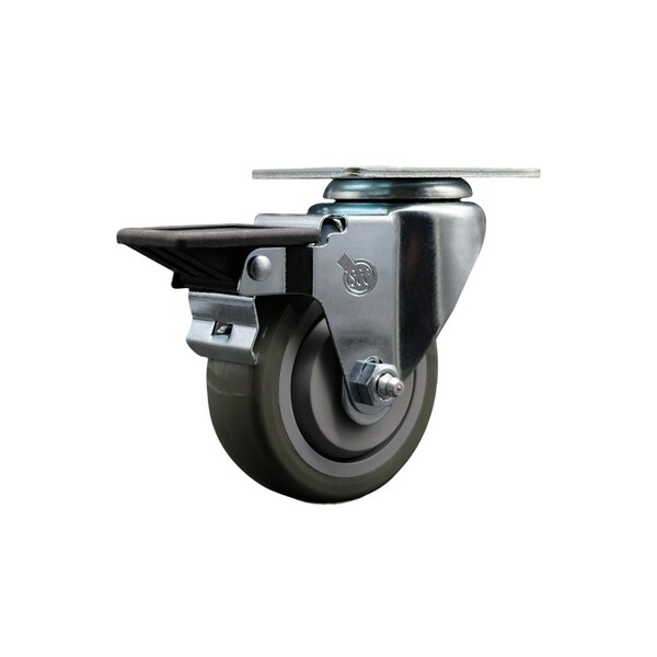 3.5'' Gray Poly Wheel Swivel Top Plate Caster Posi Brake